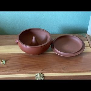 Earthenware clay pot with a stamp